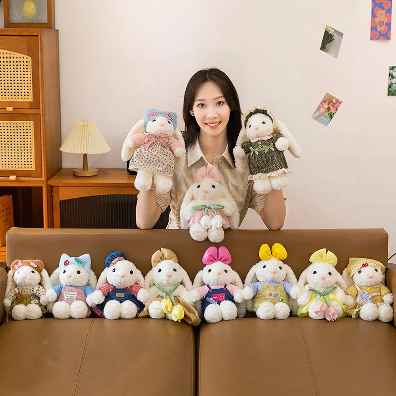 Kawaii knuffel gevuld pop schattig konijntje met lange oren cartoon amigurumi voor kinderen verjaardagscadeau zacht knuffelig