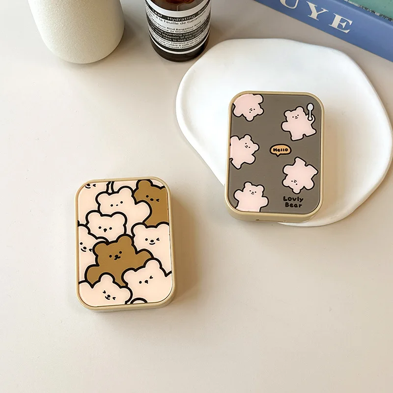 Cute Warm Bear Contact Lens Case Cartoon Cosmetic Lens Container Portable Travel Set Spectacle Case Storage Lens