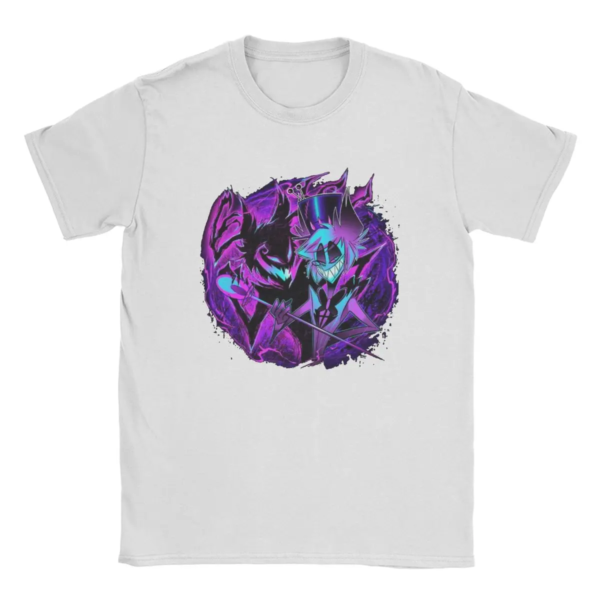 Amazing Alastor Shadow Hazbin T-Shirts for Men Hotels Round Neck Pure Cotton T Shirt anime express Short Sleeve Tees Printed