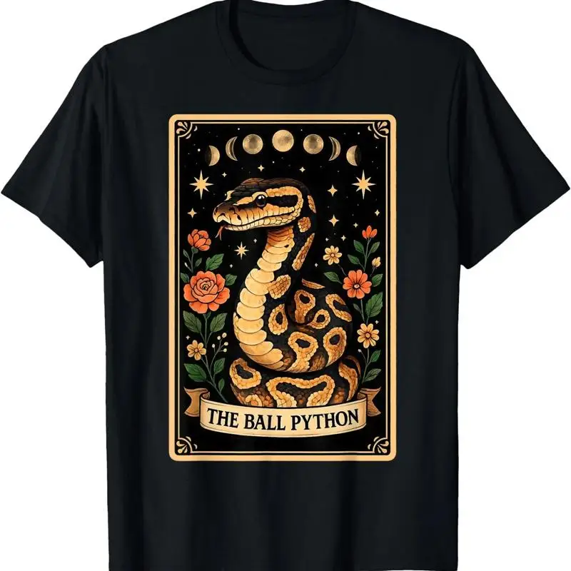 The Ball Python Snake Tarot Card Witchy Moon T-Shirt