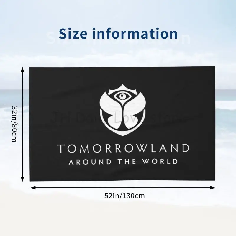Custom Tomorrowland Music Logo Beach Towels Shower Towel Sauna Travel Spa Microfiber Quick Dry Gym Accessories Cute Room Decor