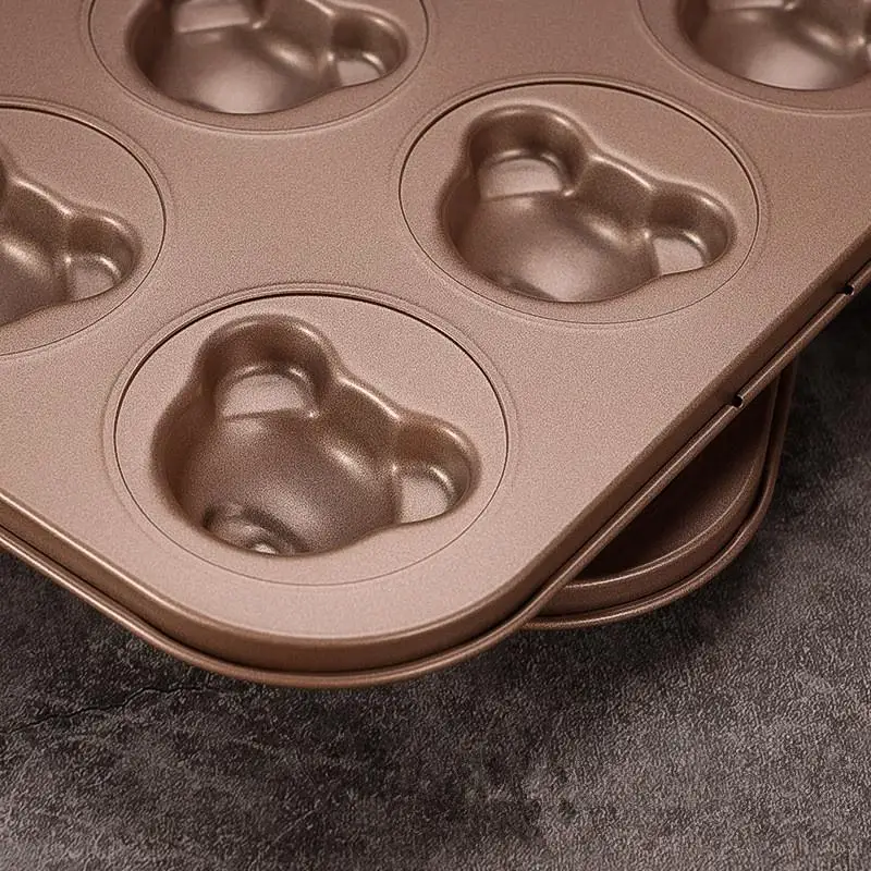 4/6/9/12 Even Bear Mold Baking Mold Pan Non-stick DIY Cute Candy Cake Mold Tool Decoration Biscuit Candy Mold Baking Accessories