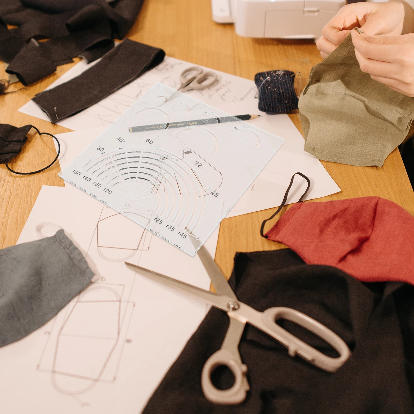 Durevole acrilico trasparente quilting righello modello strumento per cucire guida al taglio del tessuto per principianti patchwork fai da te a forma di semicerchio