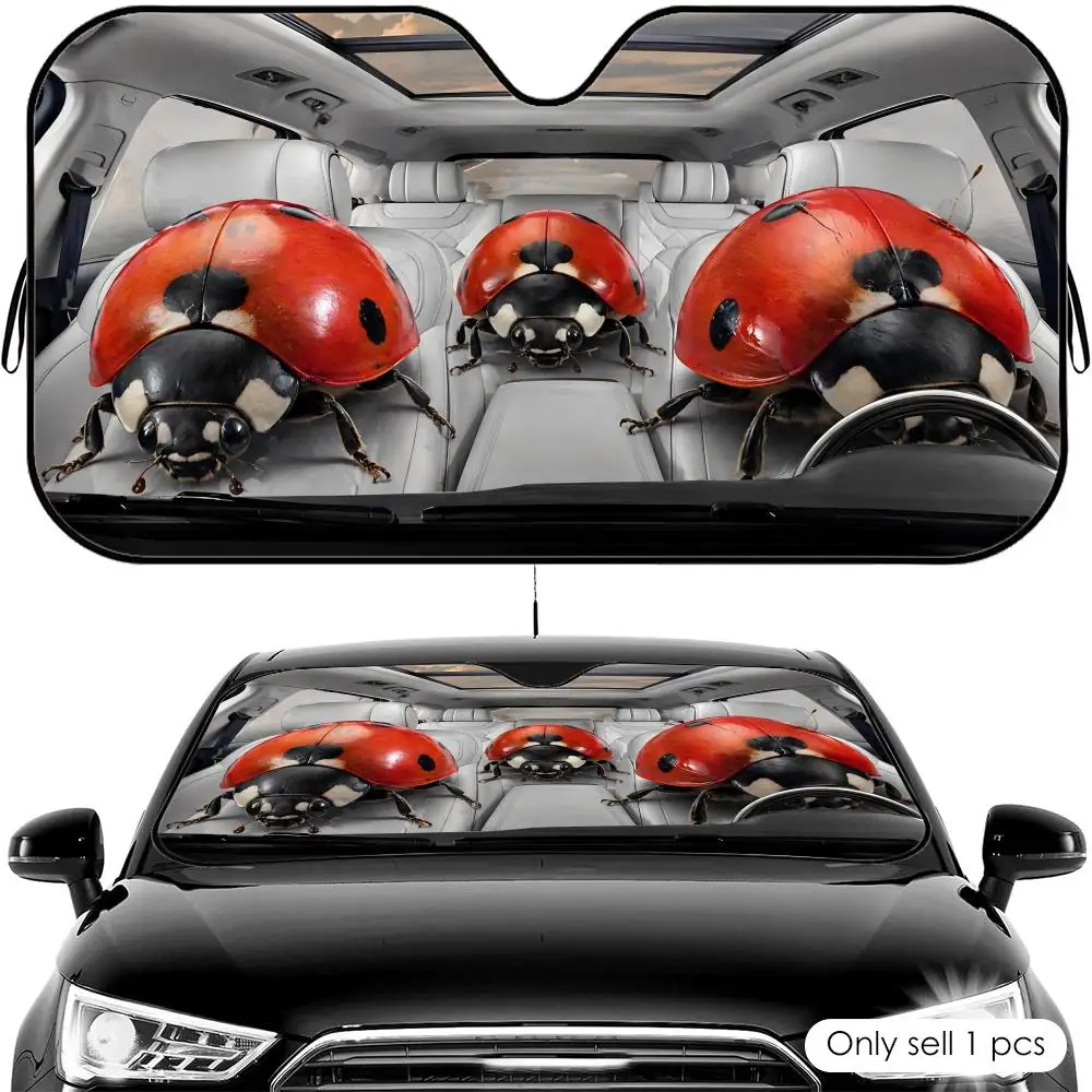 Animal Ladybug Driving Sun Visor Foldable Universal Car Windshield Sun Shade UV Protection Heat Insulation Foldable Cover