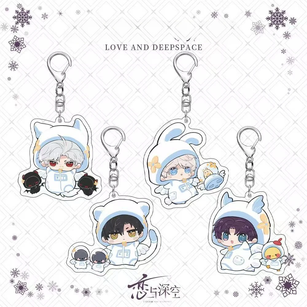 Love and Deepspace Acrylic Keychain White Blue Outerwear Style Xavier Rafayel Zayne Sylus Creative Cartoon Exclusive Design Gift