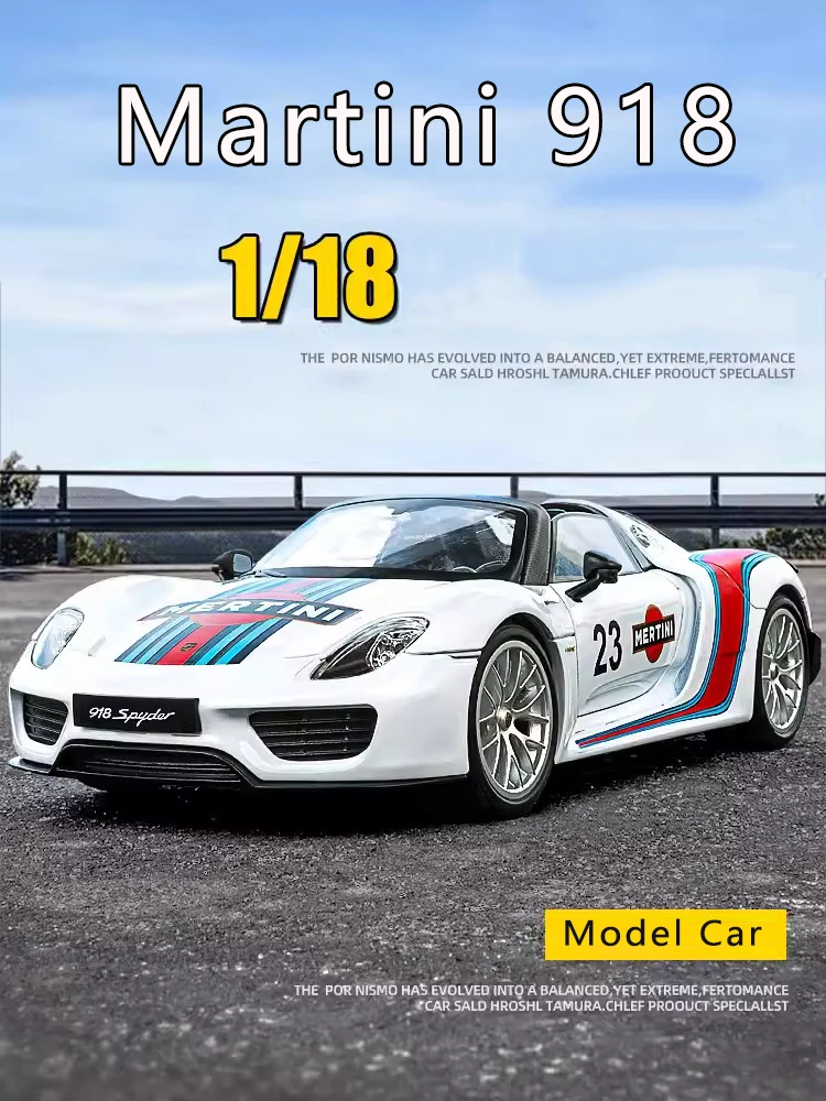 1:18 Simulation 918 Martini Alloy Car Model Sound And Light Pull Back Toy Car Metal Sports Car Boys Collection Ornaments Gift