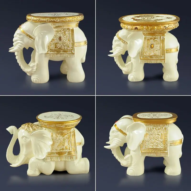 Elephant stool, shoe change stool, hotel living room entrance ornament housewarming gift, house decoration resin craftsmanship