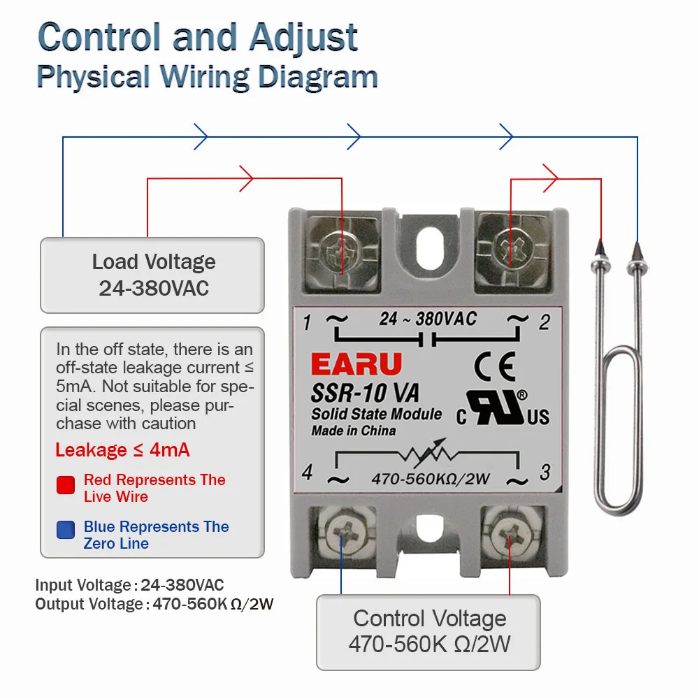 SSR-10VA SSR-25VA SSR-40VA SSR Regulador de tensão de relé de estado sólido AC24-380V Saída + Potenciômetro para controlador de temperatura PID