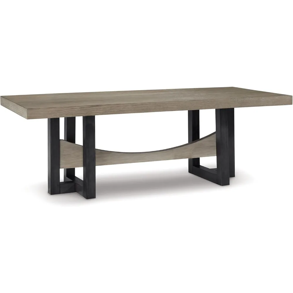 Foyland Contemporary Dining Table with Trestle Base, Black & Gray Measures 40