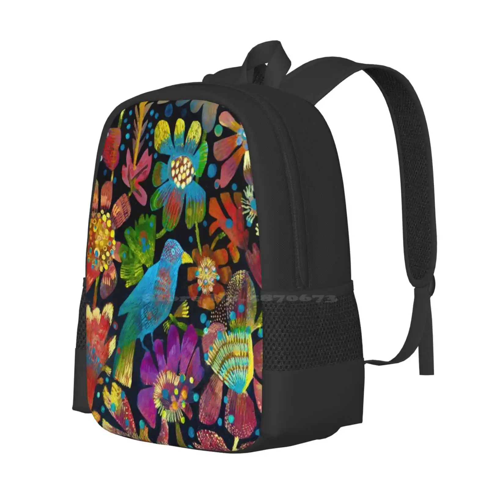 Tropical Bird School Bag Big Capacity Backpack Laptop Estemacleod Colourful Tropical Bird Flowers Unique Garden