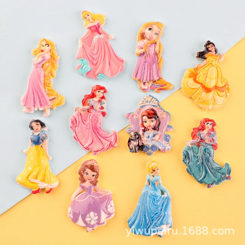 10 Pcs New Kawaii Cartoon Long Skirt Princess Series Resin Scrapbook Diy Jewelry Children Gift Hairpin Accessories