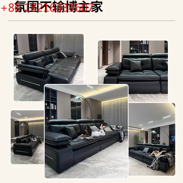 YAO electric function sofa living room can lie down and sleep smart leather