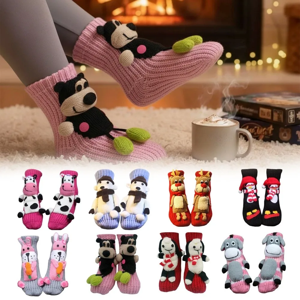 

Creativity 3D Prints Christmas Socks Hand Crocheted Warm Novelty Floor Socks Non-Slip Breathable Funny Socks for Men & Women