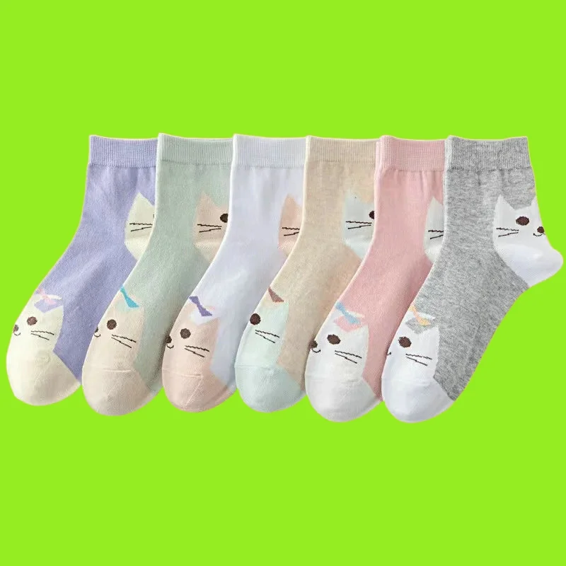 5/10 Pairs Fashion Style Medium Tube Socks Cartoon Women's Socks Versatile Women's High Quality Socks Cotton 2024 Women's Socks