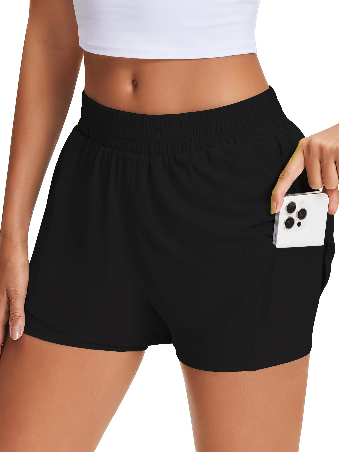 Damen-Freizeit-Sportshorts für Frühling und Sommer, Anti-Exposition Yoga-Shorts, atmungsaktiv, locker geschnitten, für Outdoor-Läufe, Damen-Fitnesshosen – Detail 17