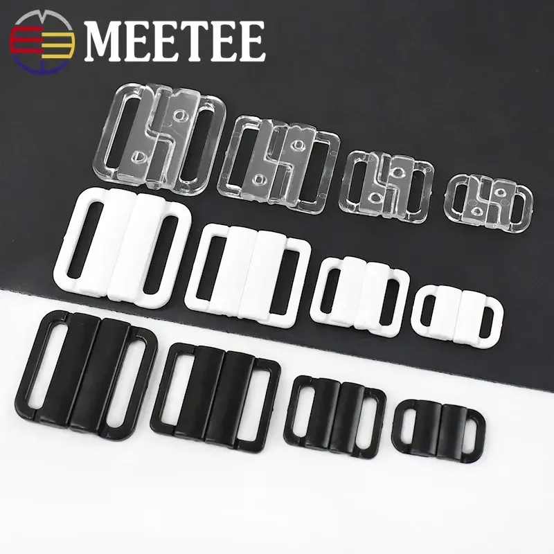 20Sets 10/15/20/25mm Plastic Bra Buckles Underwear Bikini Strap Clasp Closure Swimwear Button Hooks DIY Sewing Accessories