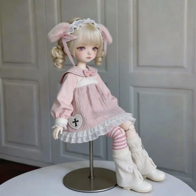 Striped Stockings + Buckle Leg Warmers, Pastel Kawaii Outfit for 1/6 30Cm Bjd Doll Daily Match & Cute Photo Shooting Props