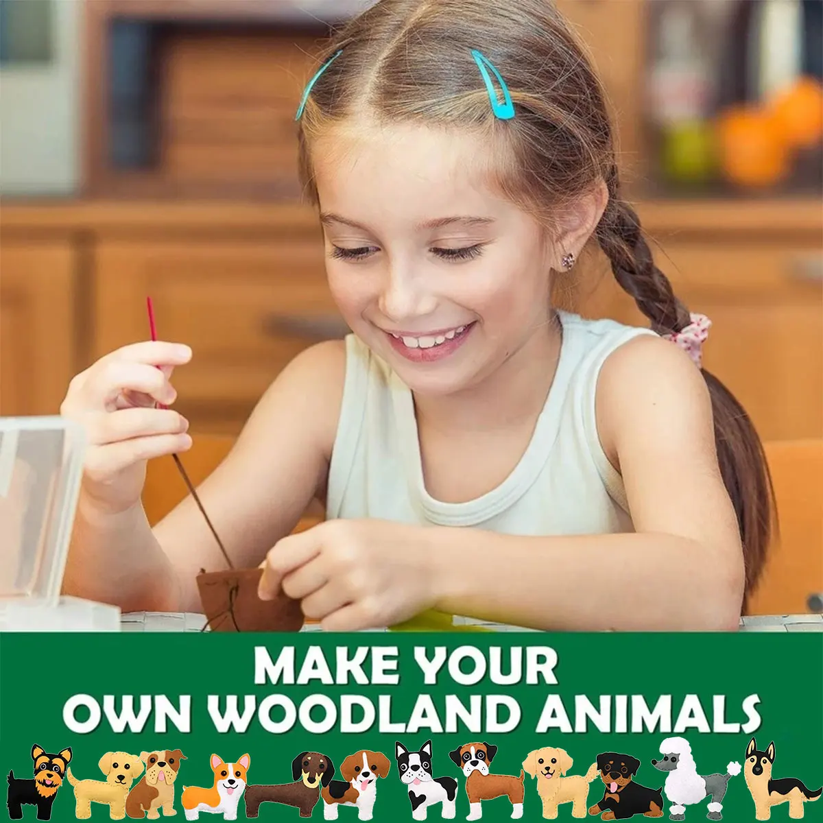 Animals Sewing Kit Woodland/Polar Animals Craft Kit Ocean Animals Mermaid DIY Felt Craft Kit Sewing Felt Toy for Kids Aged 3-12