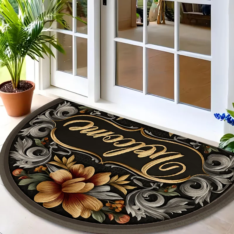 Luxury Baroque Style Floor Mat Durable Non Slip Entryway Rug For Kitchen Bathroom And Glamorous Home Use