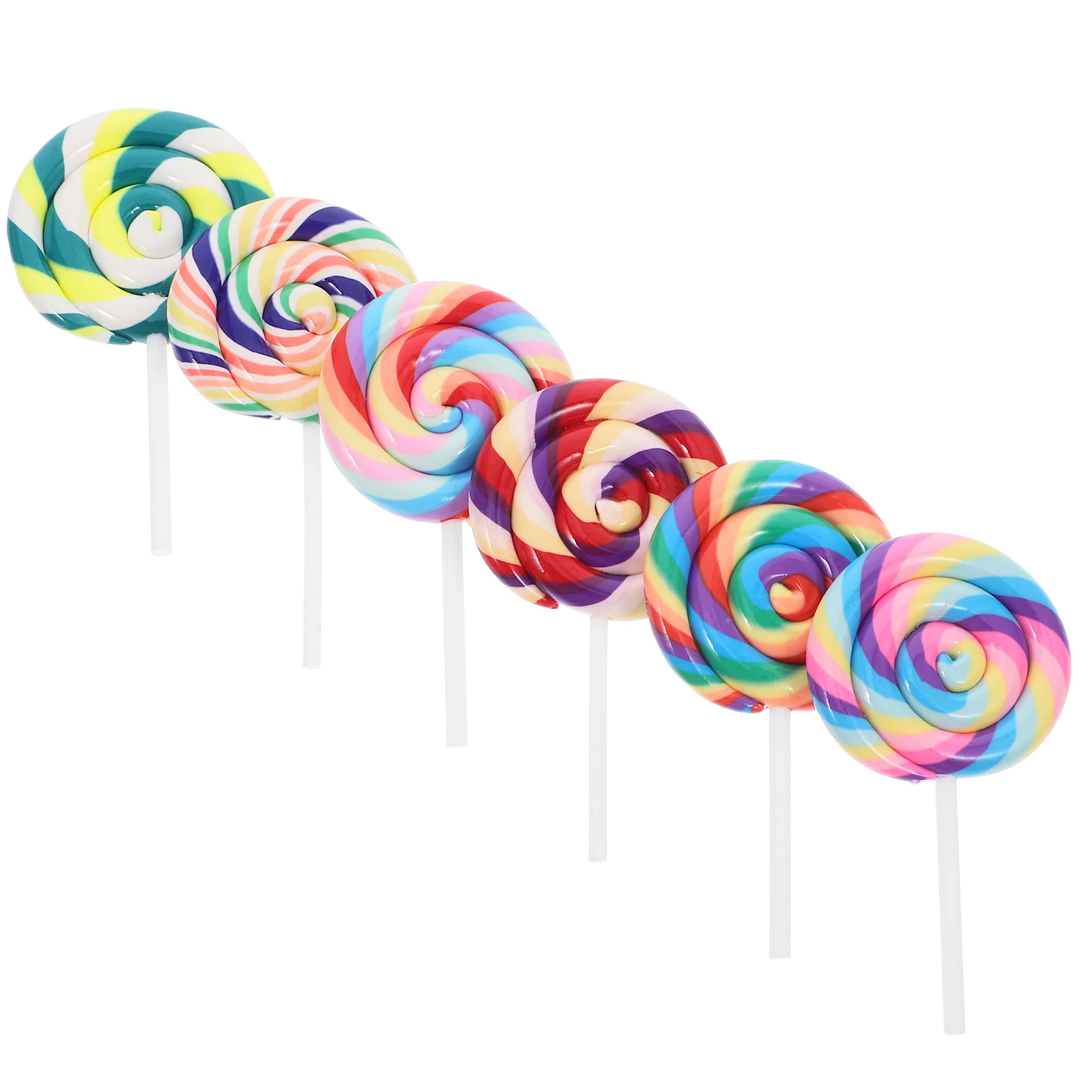 

6Pcs Fake Lollipop Charms Big Size Soft Clay DIY Ornaments for Kids Crafts Festival Decorations Photo Props Wedding Party