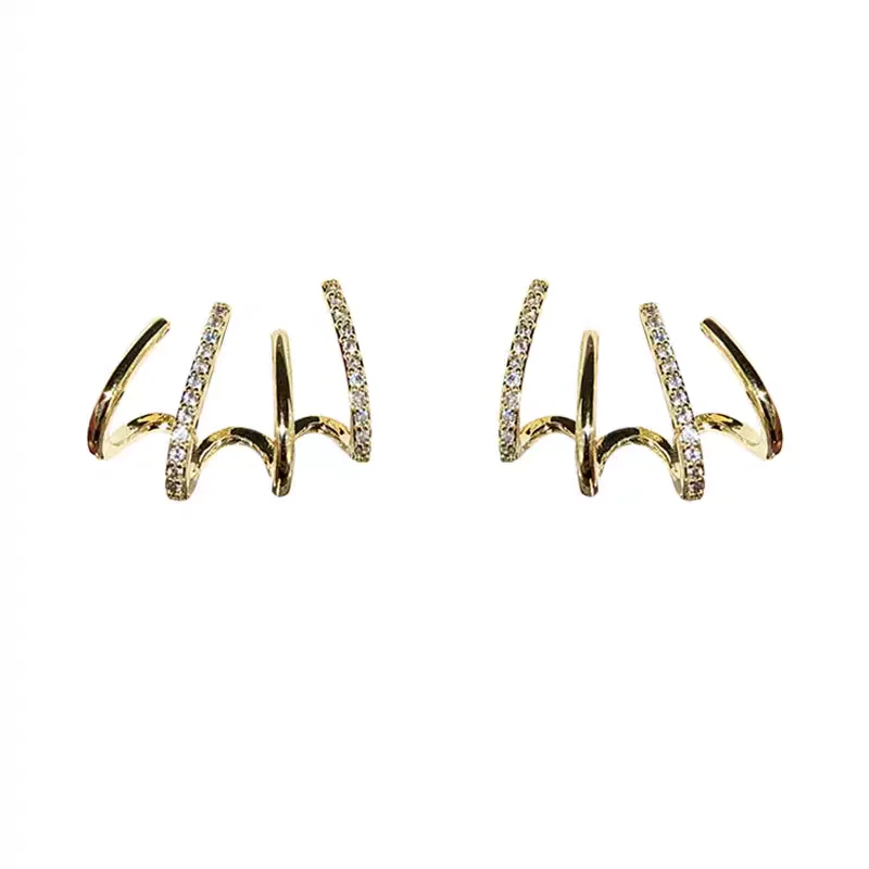 Four Layer Design Silver Stud Earrings Fashionable Luxurious Exquisite High End Zircon Elegant Earrings for Women