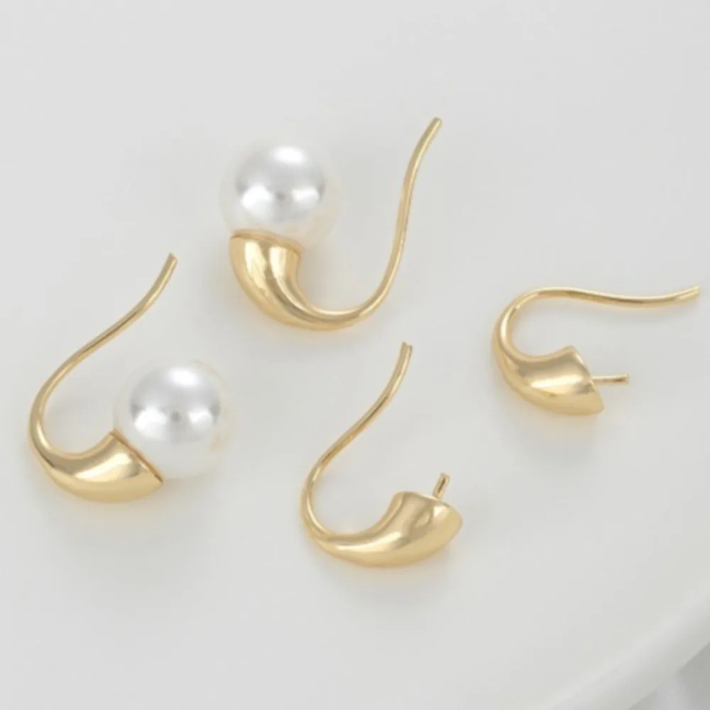 

Copper 14K Gold Color Droplet Bead Holder Ear Hook DIY Handmade Sticky Pearl Earrings Ear Jewelry Accessories Material