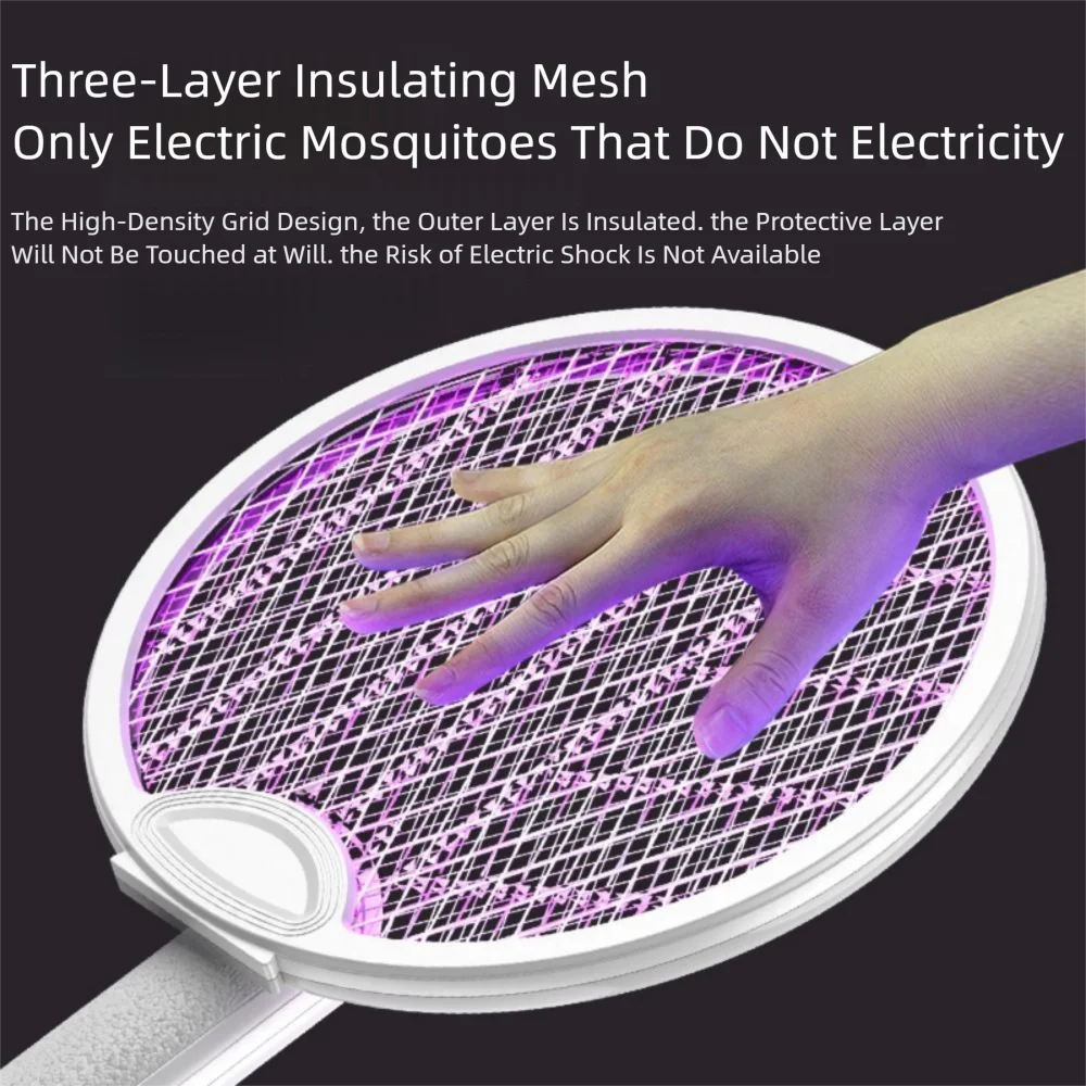 Insect Killer 2 In 1 Electric Mosquito Swatter Foldable USB Rechargeable Fly Swatter Trap Portable Household Bug Zapper Indoor