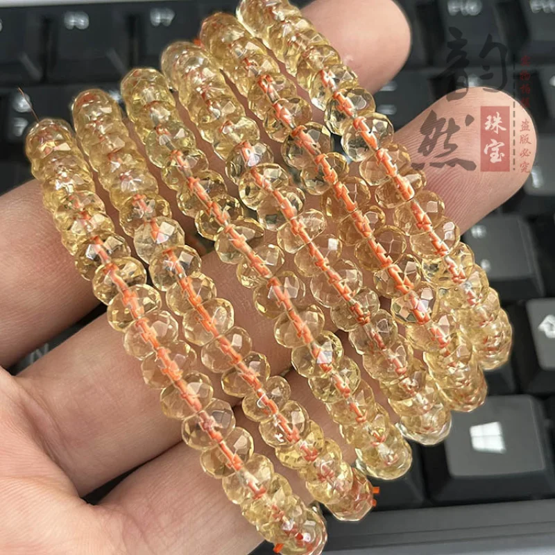 

Natural Brazilian Jewelry Yellow Flat Bead Faceted Bracelet