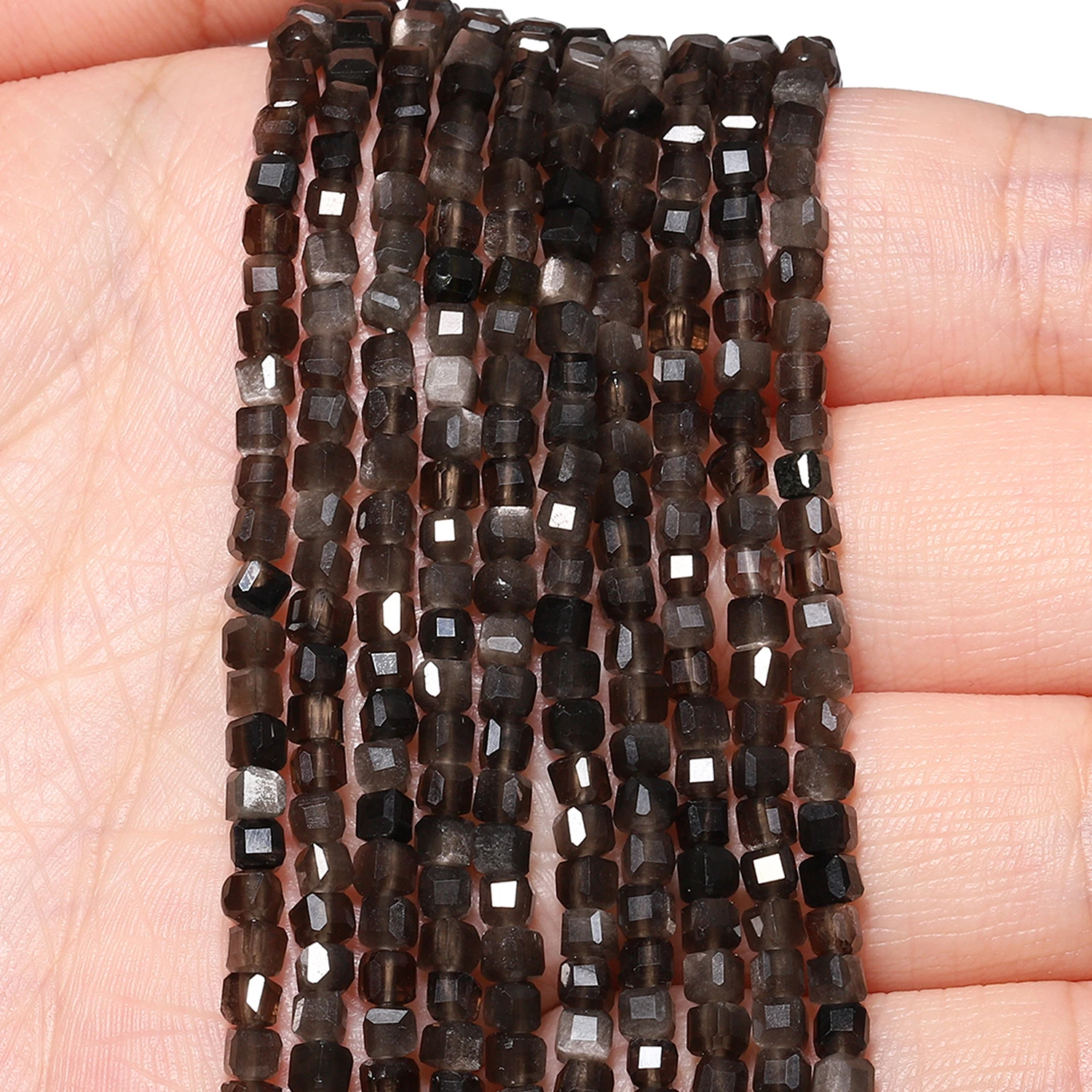 Natural Smoky Quartz Beads 3mm Faceted Square Cube Shape Beads for Women Jewelry Making Diy Drop Bracelet Necklace Accessories