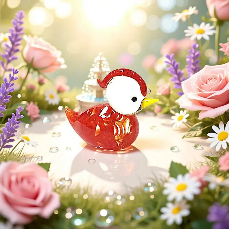Handmade Mini Glass Mandarin Duck Statue Cute Colorful Duck Figurine Home Desk Fairy Garden Decor Supplies Creative Wedding Gift