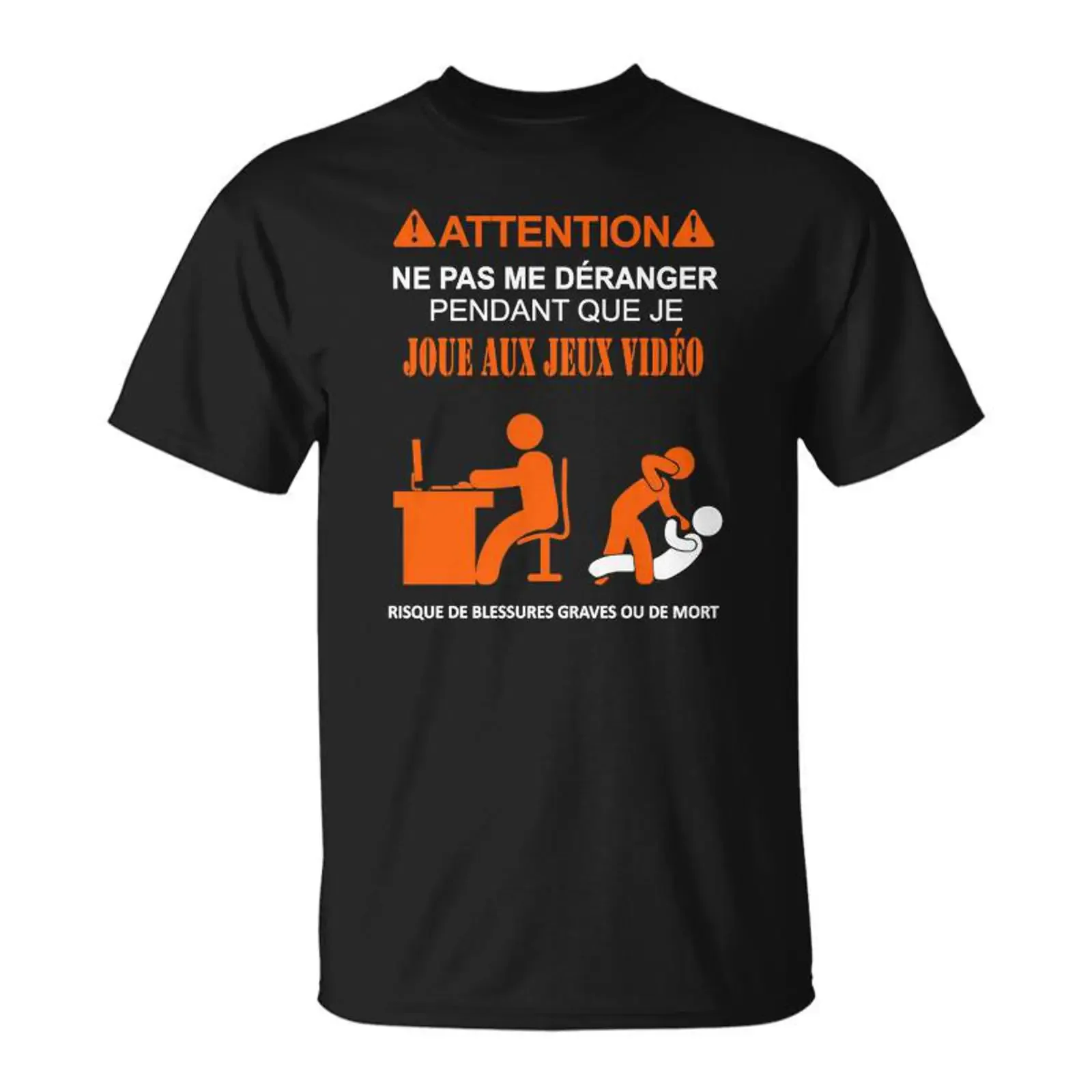 Attention Joue Aux Jeux Vidéo T Shirt Cadeauxyz vintage Washed fashion streetwear Casual Soft Unisex Stylish Breathable