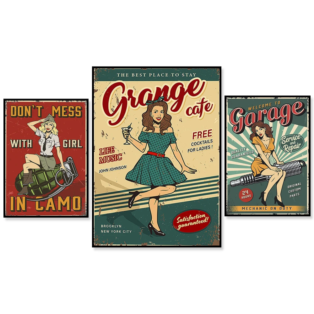 Retro Garage Poster |Barber Poster | Car Poster | Vintage Garage Poster Prints | Garage Print | Classic Mechanic |