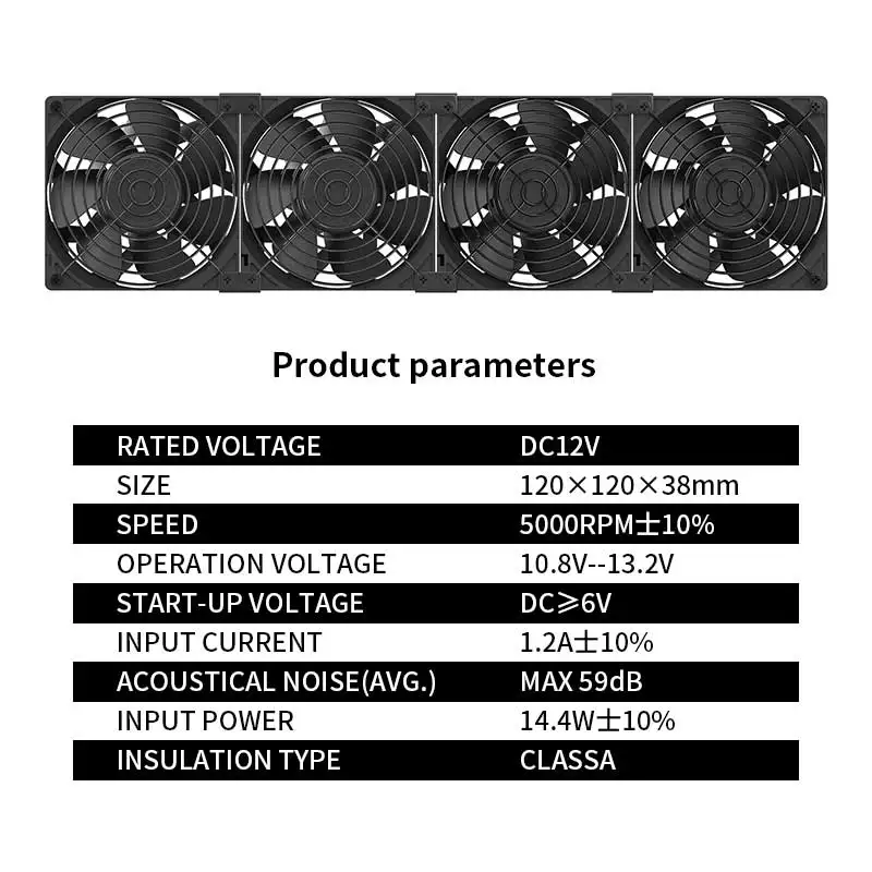 12038 ventola del sistema di raffreddamento con cuscinetto a sfera ad alta velocità due per Server di estrazione mineraria BTC Kit ventilatore da 120mm ventola di raffreddamento da 5000 giri/min