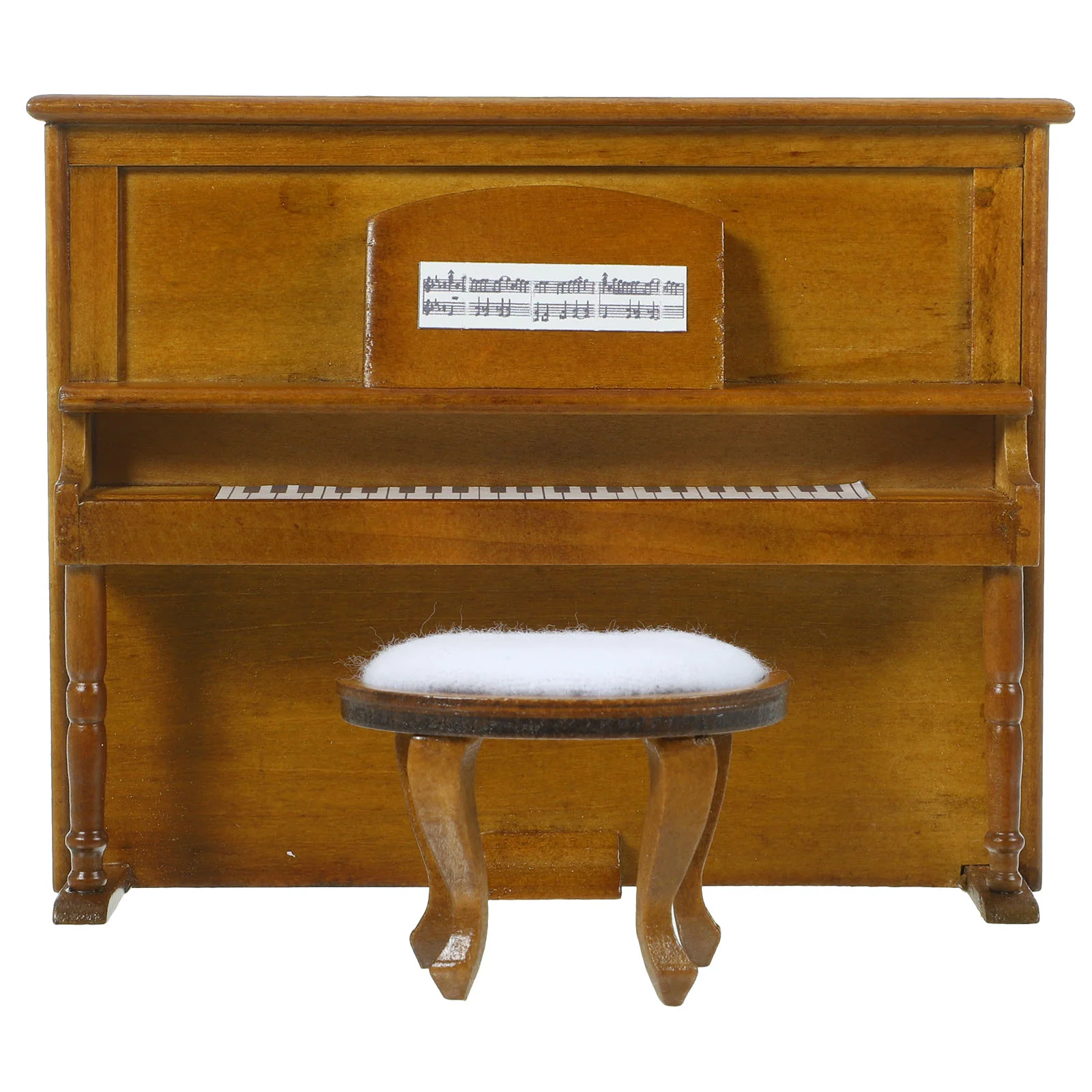 Mini mobili per casa delle bambole modello pianoforte verticale e panca ornamenti decorativi set micro decorazione paesaggio miniatura in legno