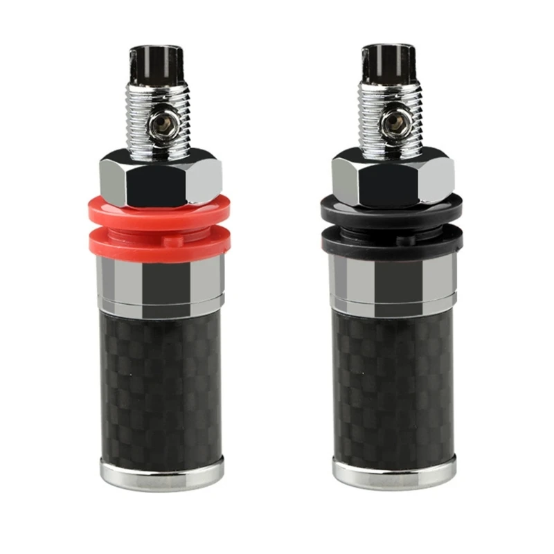 Black & Red Power Amplifier Banana Socket Connectors Rhodium Plated