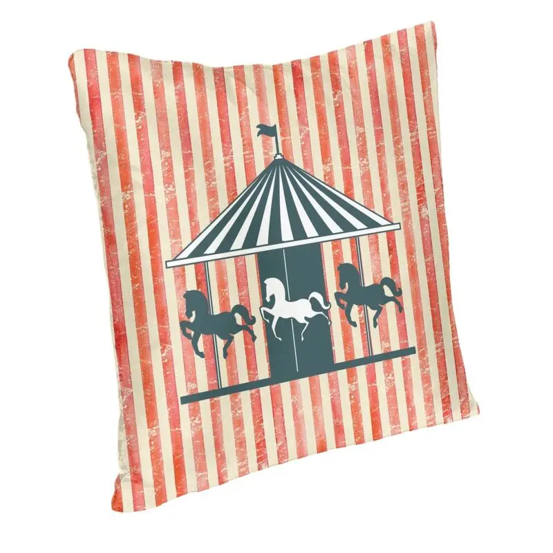 Horse Carousel Stripes Throw Pillow Cover Home Decorative Custom Square Amusement Park Cushion Cover 40x40cm Pillowcover