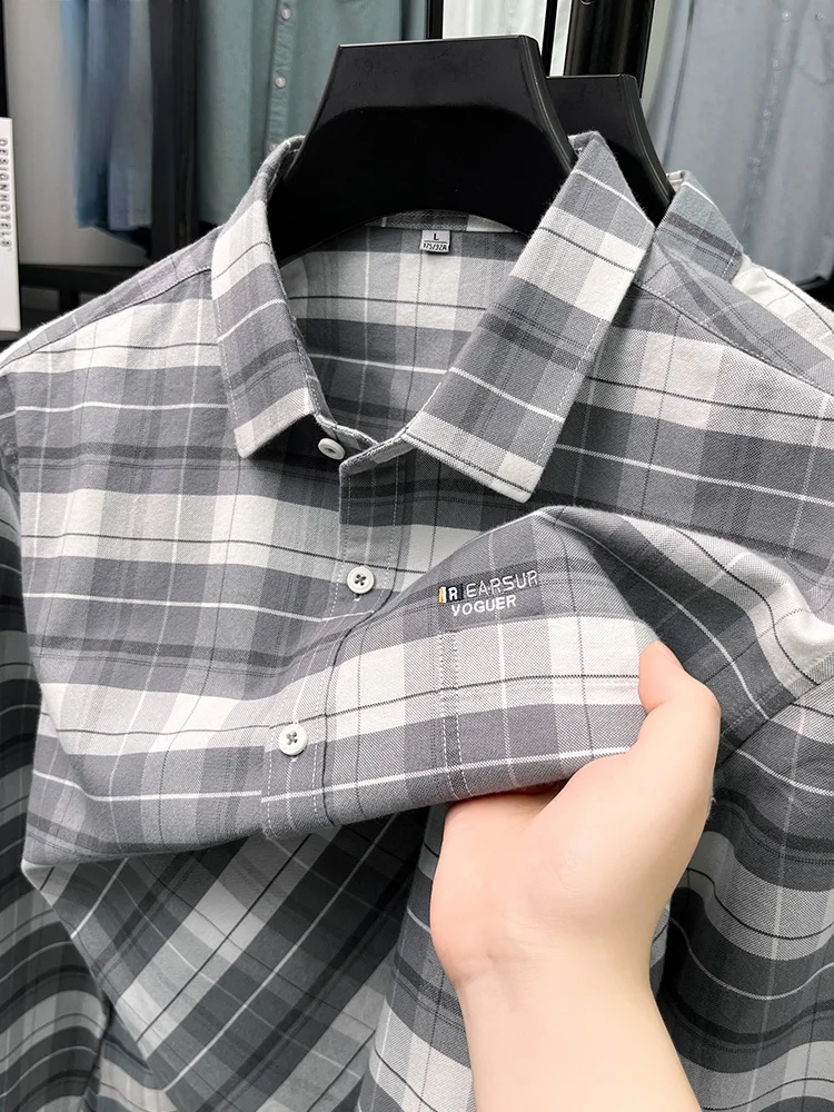 

Мужская рубашка из чистого хлопка в клетку, универсальная, для молодежи, весна-осень, в корейском стиле, дышащая, комфортная