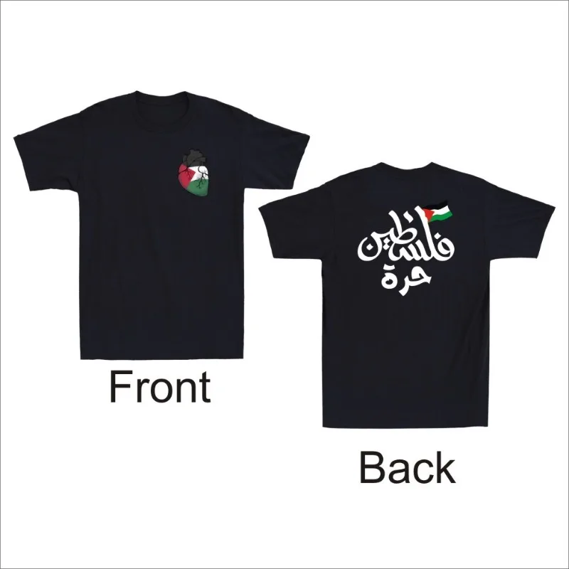 

Palestine map and Back Print Men's Woman T-Shirt High quality cotton tees Summer Casual Short-sleev couple streetwear tops