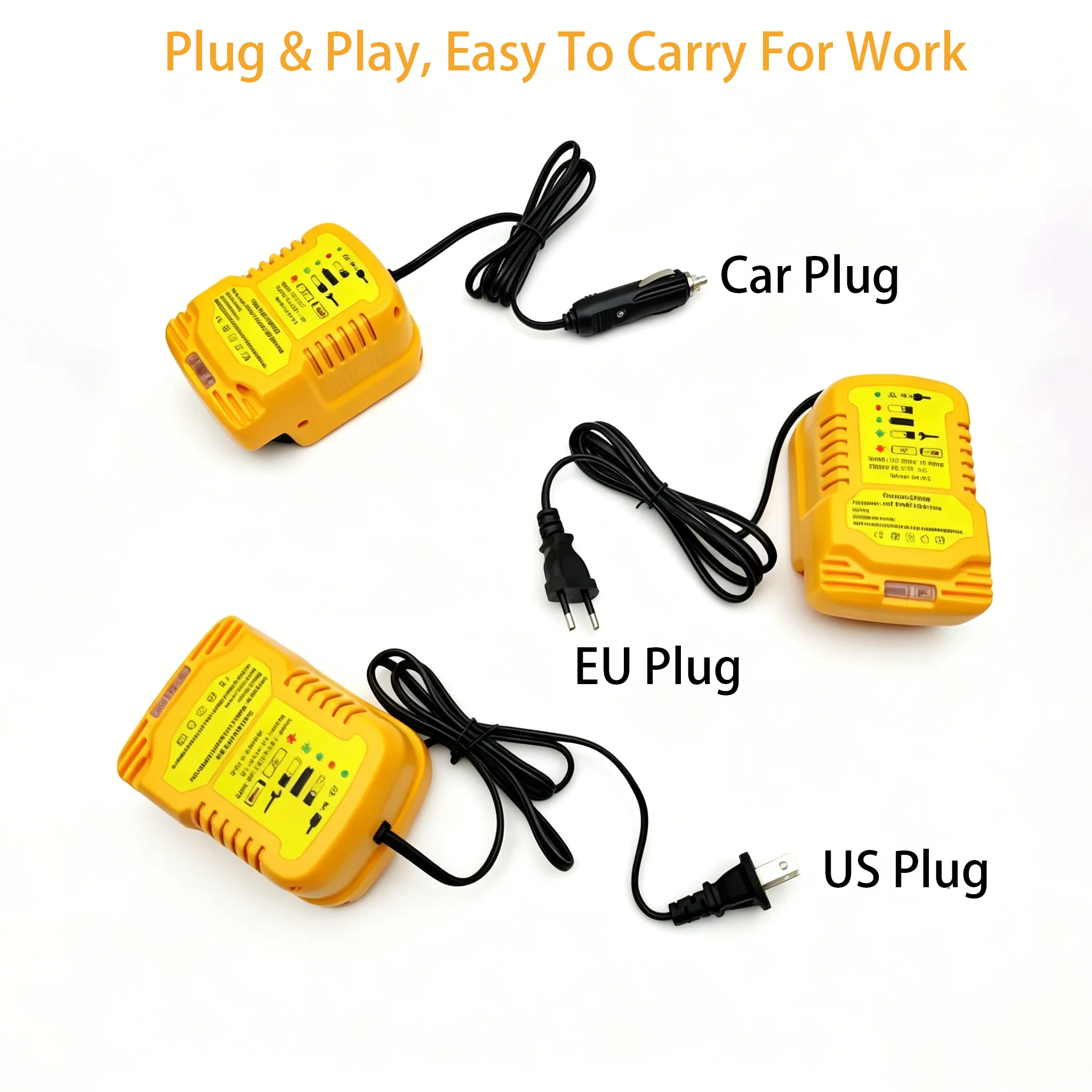 Mini Compact Car Charger AC 12V/24V 100-240V Lithium Battery for DeWalt DCB200 18V 20V 60V Li-ion Battery Replacement for DCB112