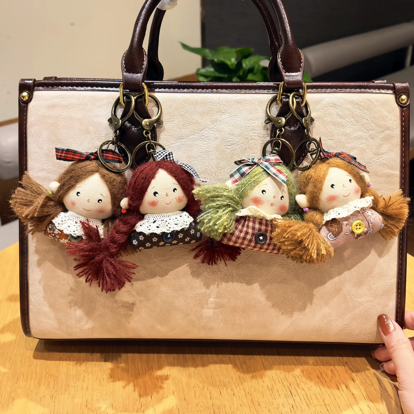 Handmade Japanese Art Doll Keychain Cute Braided Girl Fabric Toy Pendant Keyring Bag Hanging Keyfob Decoration Gift