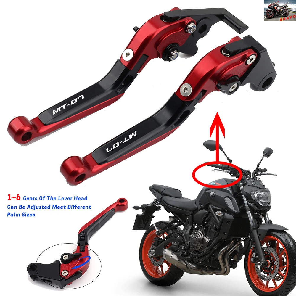 

6 Gear For Yamaha MT-07 FZ07 MT 07 2014-2024 Extendable Brake Clutch Lever Brake Lever Set Adjustable Handle Levers Accessories