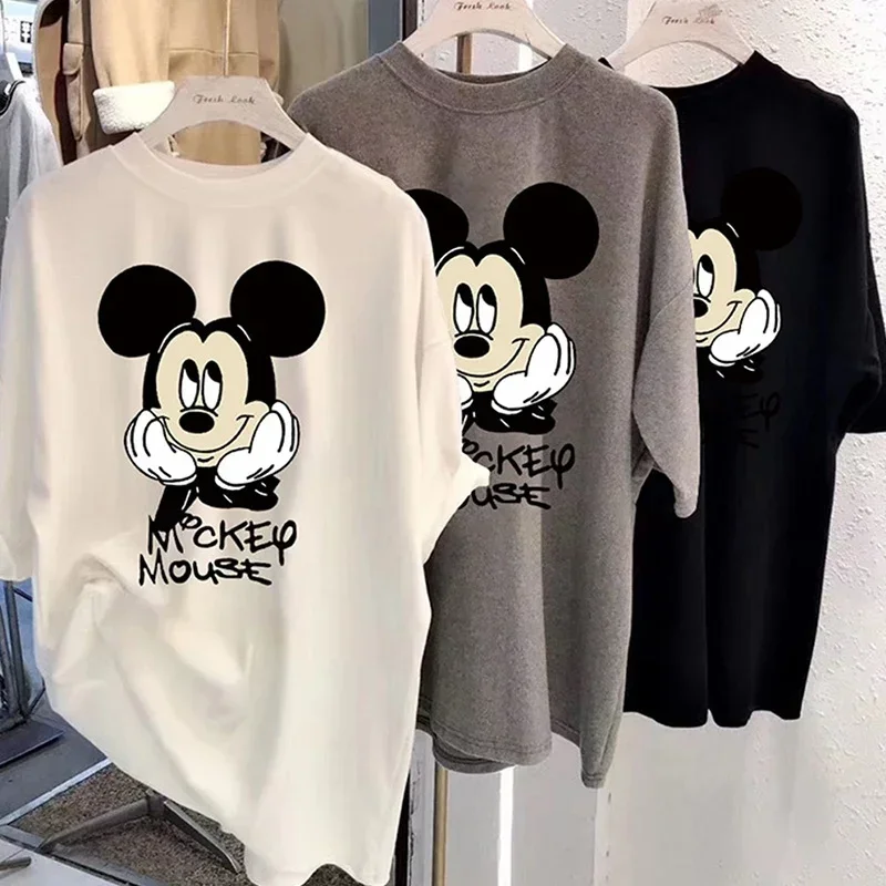 Disney T-shirt Mickey Husband Wife Cute Couple Casual Men\'s and Women\'s Harajuku Short-sleeved Tops