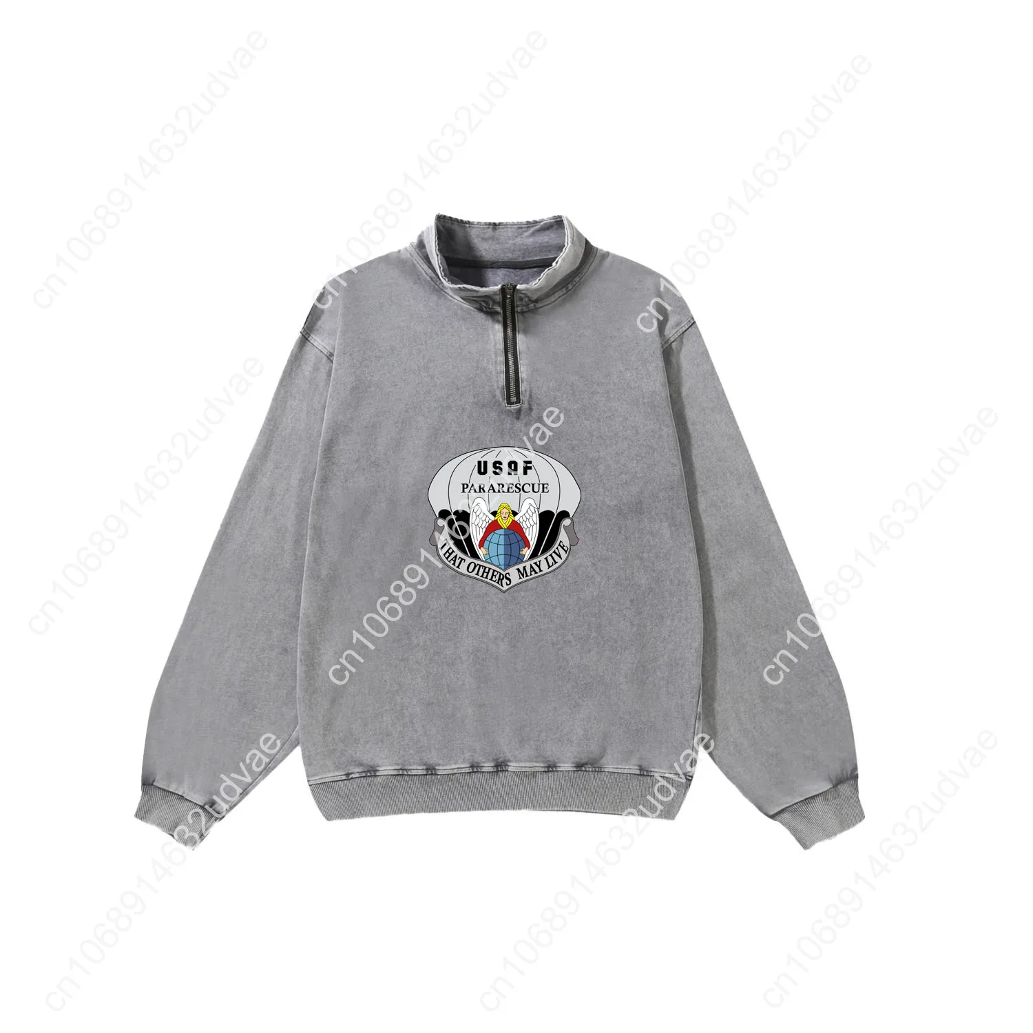 Força aérea dos eua pararescue retro moletom homem mulher adolescente vintage pulôver meio zíper suor feito sob encomenda topos manga tshirt