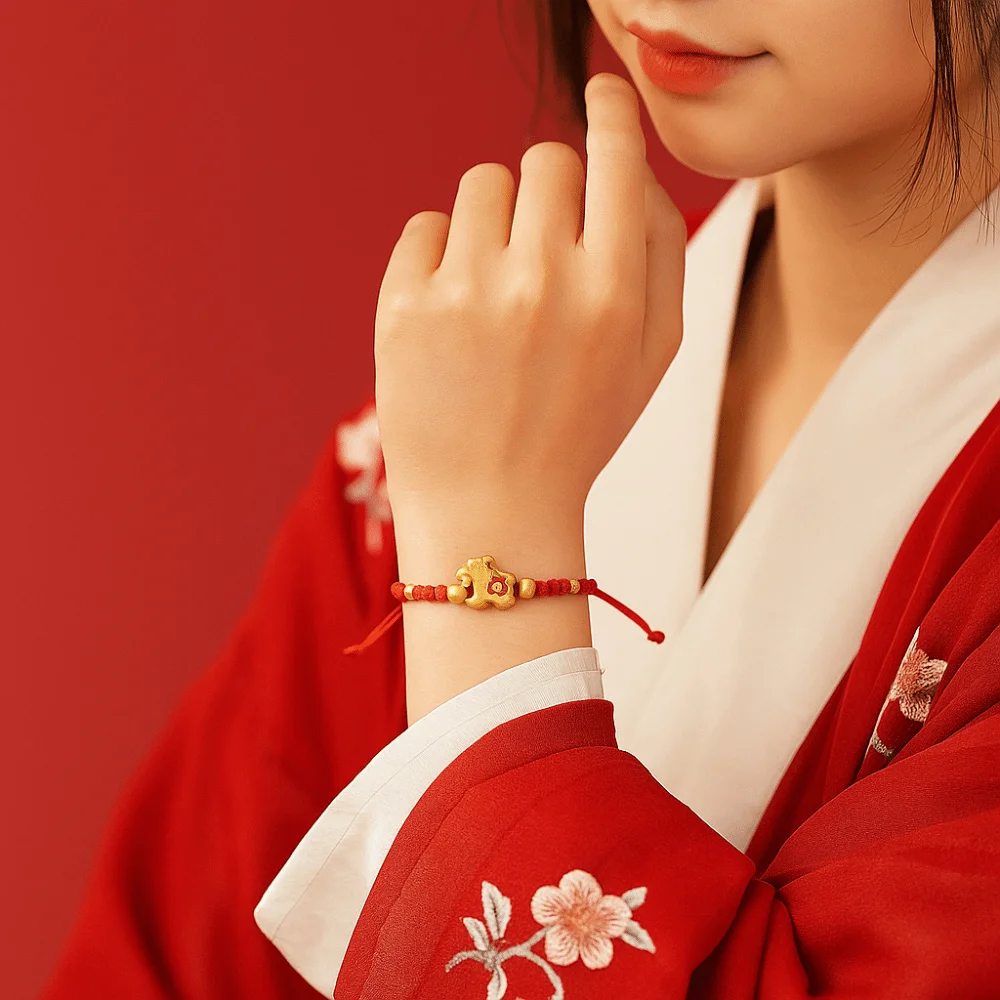 Chinese Style Horse Year Bracelet New Year Hand Rope Golden Lucky Pony Red Rope Blessing 2026 2026 Horse Year Fortune Bracelet