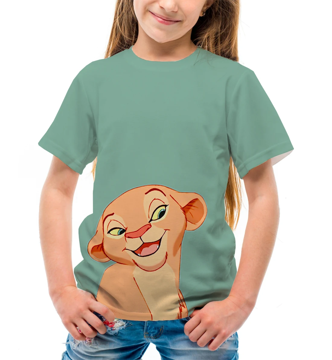 The Lion King Disney cute T-shirt round neck outdoor play unisex summer T-shirt round neck short sleeve sports shirt