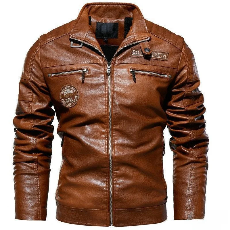 

Men's PU Leather Jaet Large Size with Fce Motorcycle Sle Autumn Winter New Arrival Casual Faion Outerwear Coat