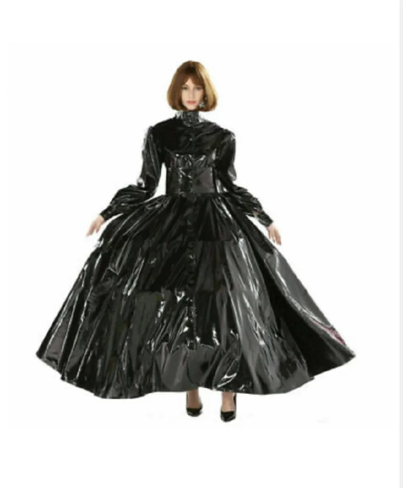 

2024 Men's Gothic Punk Black PVC Ball Dress Sexy Cross-Dressing Costume for Parties Customizable Cosplay Wear