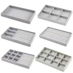 Trendy Velvet Jewelry Display Tray Drawer Portable Ring Earring Bracelet Necklace Storage Trays Holder Jewellery Case Organizer