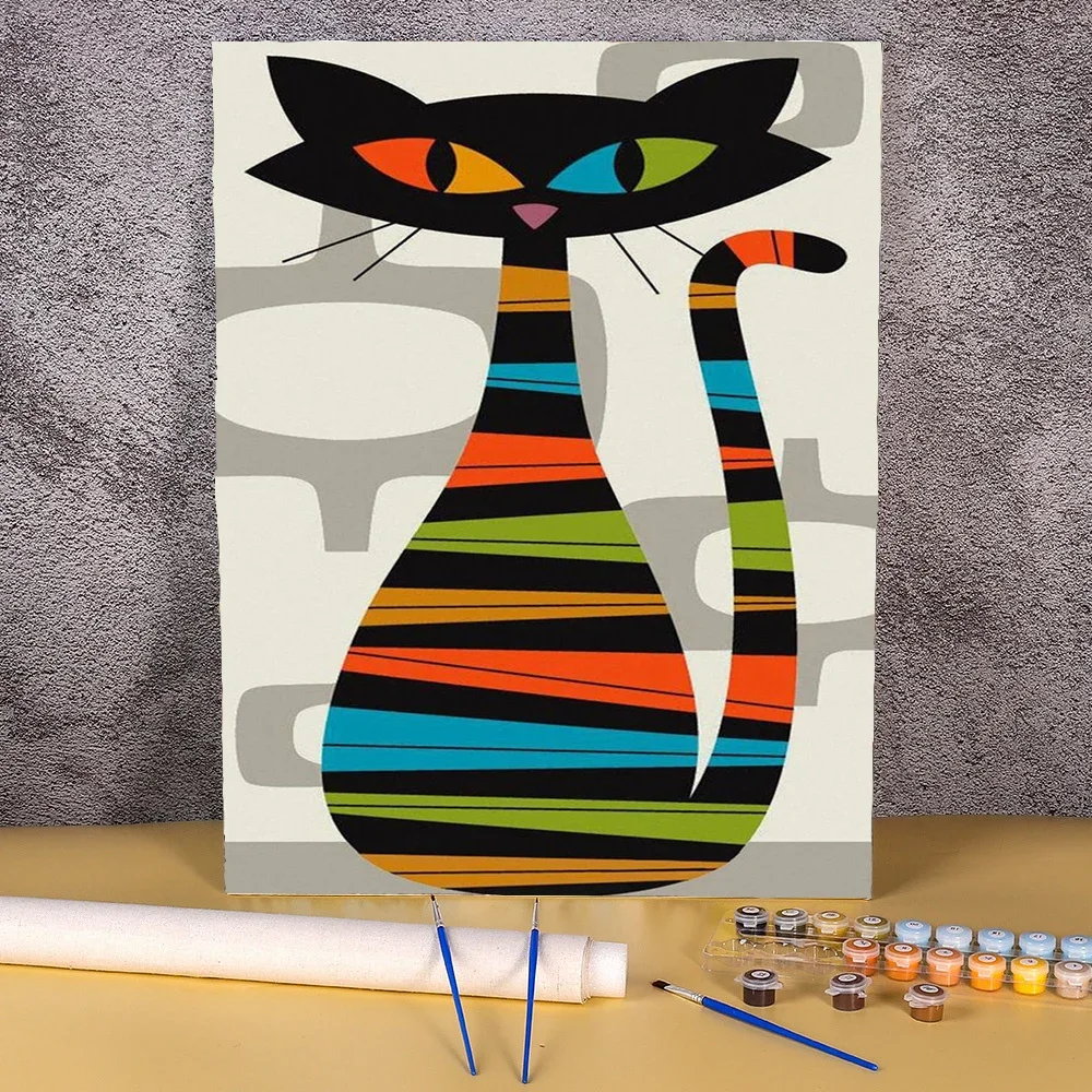 Paint By Numbers For language policyl Cat Picture DIY Oil Painting By Numbers On Canvas Cartoon Acrylic Number Painting