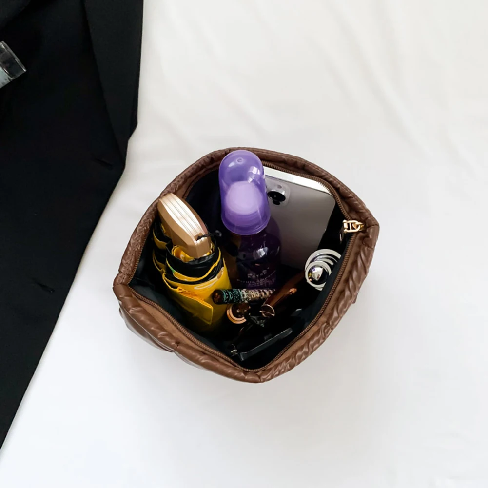 Neceser para mujer, bolsa de almacenaje para maquillaje acolchada, bolsa organizadora de maquillaje de gran capacidad, bolsa de cosméticos de viaje de Color sólido